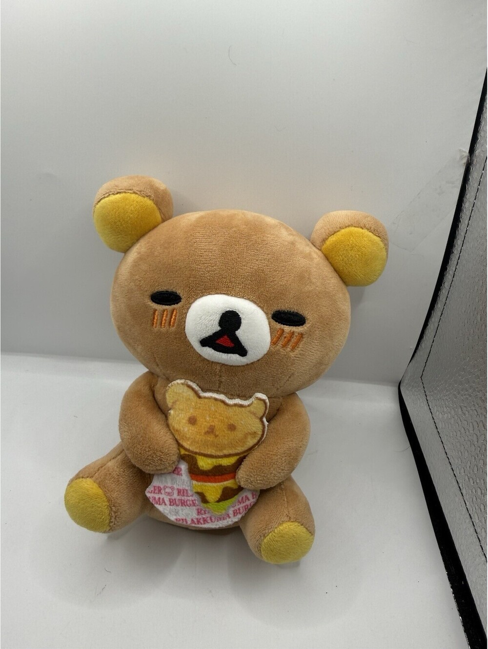 San-X Rilakkuma Eating Burger Plush Unisex Brown Round1 Exclusive NWT